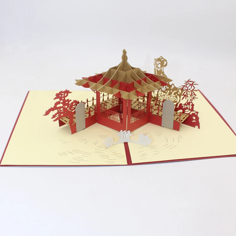 3D Ручная работа китайский пейзаж Potu весна сады бумажные Пригласительные