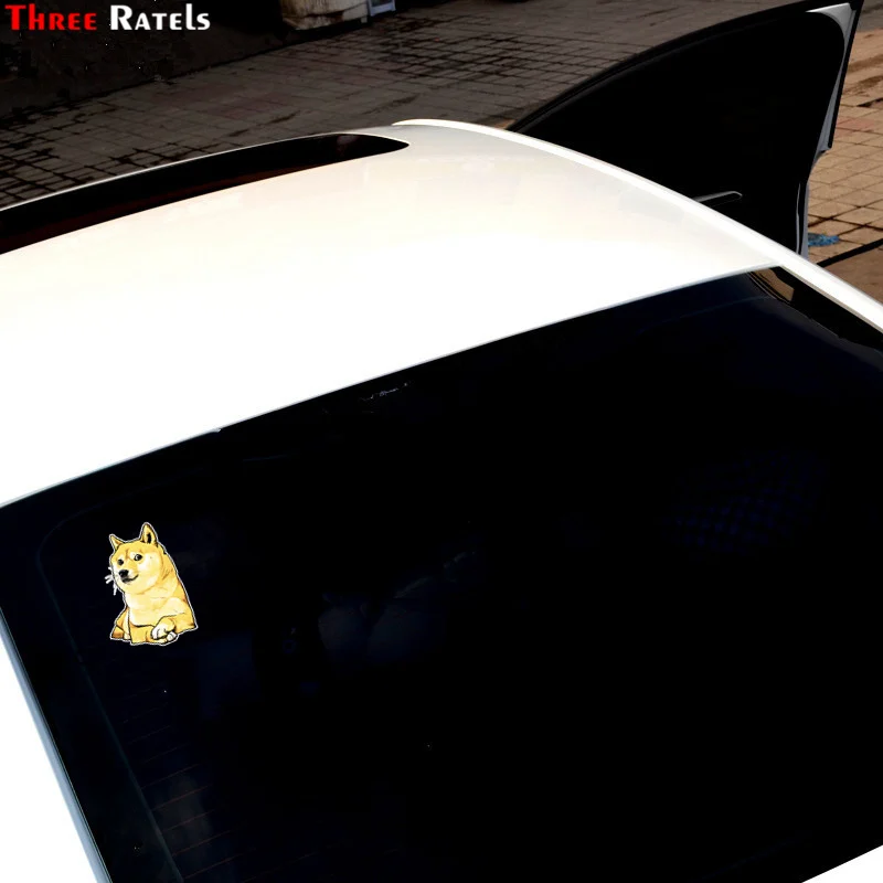 Забавные автомобильные наклейки Three Ratels TRL550 #10 9x15 см с изображением собаки Шиба