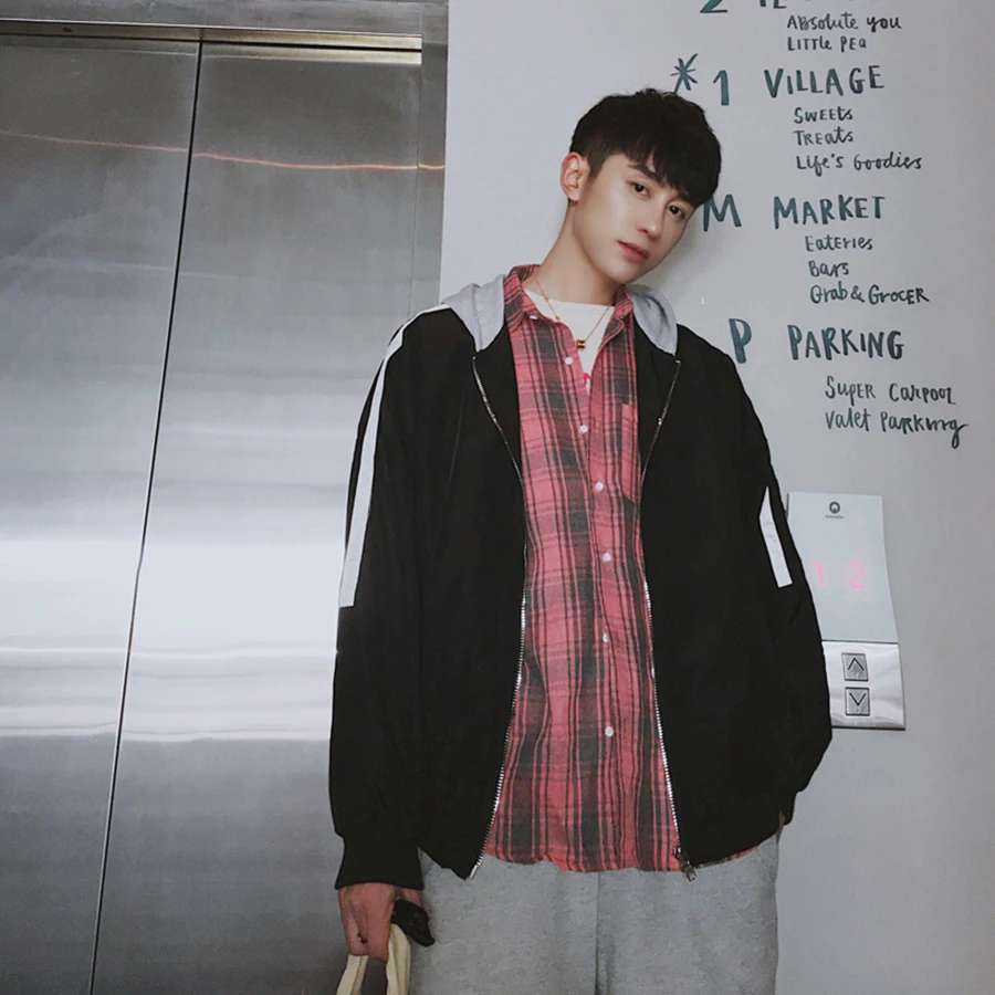 Мужская повседневная куртка с капюшоном длинным рукавом и принтом мужские