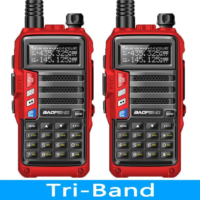 red 2 шт BaoFeng UV-S9 трехдиапазонный 136-174/220-260/400-520 МГц 8 Вт портативная рация 10 км большой диапазон CB радиоприемопередатчик - Цвет: red