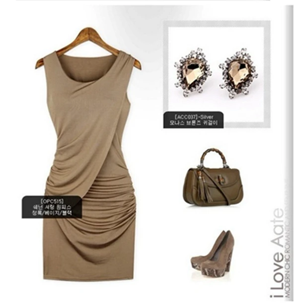 vestido de festa 2015 New Spring women celebrity dress sleeveless O-Neck solid Sheath tank female party dresses | Женская одежда