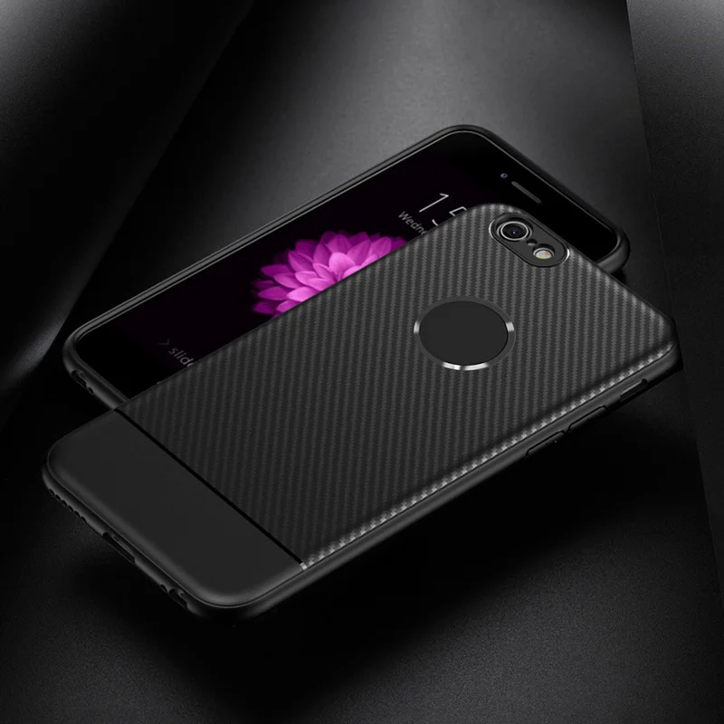 Чехол из углеродного волокна для iphone 7 8 plus, тонкий чехол, Роскошный чехол для iphone 6S 6 plus 8 X XS MAX XR, силиконовый мягкий черный Чехол