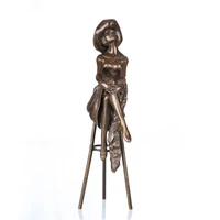 modern bar girl bronze statue sculpture modern female figurine art for nightclub living room decoration