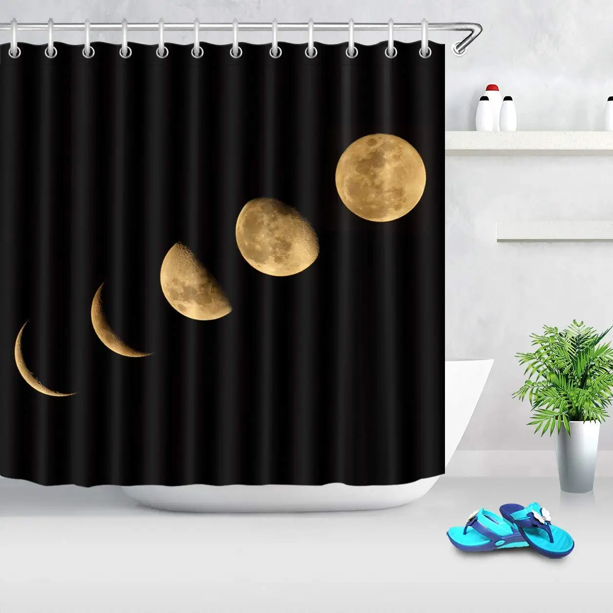 Moon Phase душ Шторы набор природы лунное затмение Солнечный Системы черный Ванная