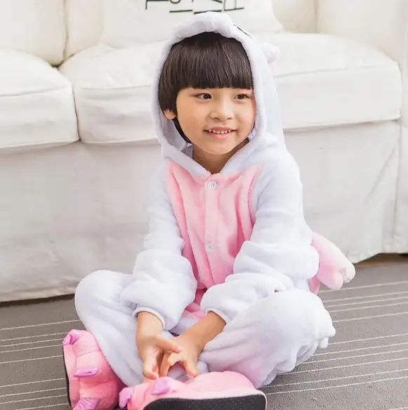 Pink Unicorn Кигуруми, комбинезон, детские пижамы с изображением панды, Детские фланелевые пижамы для мальчиков и девочек на Хэллоуин, вечерние пижамы для костюмированной вечеринки, пижамы для подростков - Цвет: Pink Unicorn