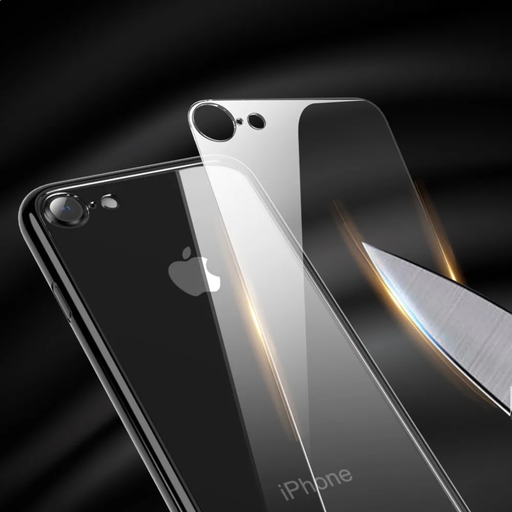 Стекло чехол для Iphone 7 8 X плюс черный мягкий силикон + стекло HD бренд закаленное Coque