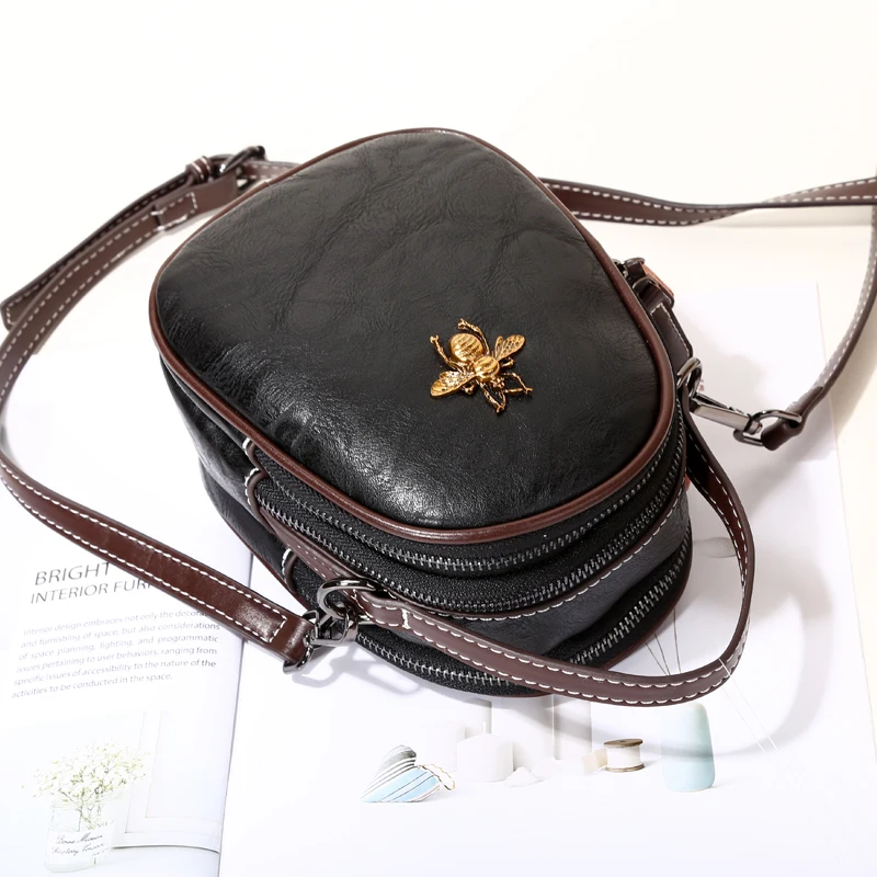 Women Bags Genuine Leather Shoulder Bag Crossbody Famous Brand Tote Handbag Cute Small Fashion Shopping Bag with Bear Pendant