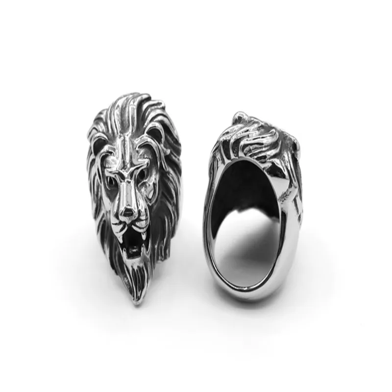 Men Vintage Domineering Tiger Lion Head Carving Finger Ring Punk Jewelry Gift | Украшения и аксессуары