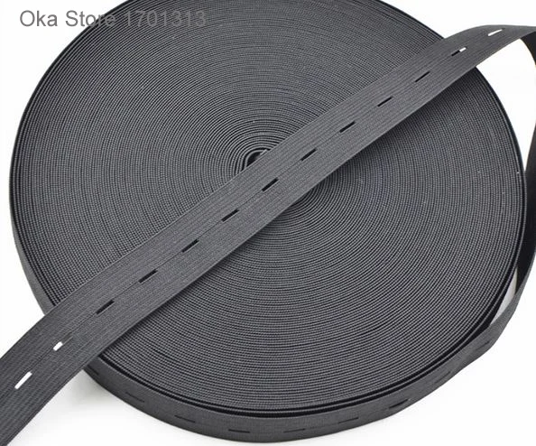 2 см * 5 метров черно белая эластичная тесьма отверстие для кнопки fitas прочный
