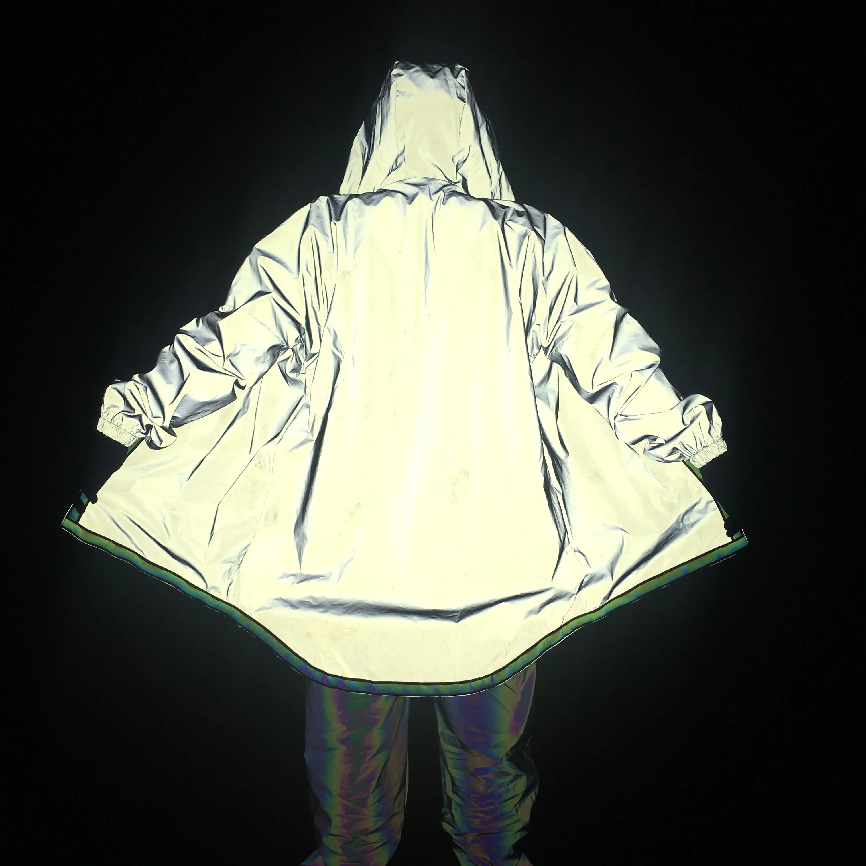 Осенне зимняя мужская длинная Светоотражающая куртка с капюшоном цветные