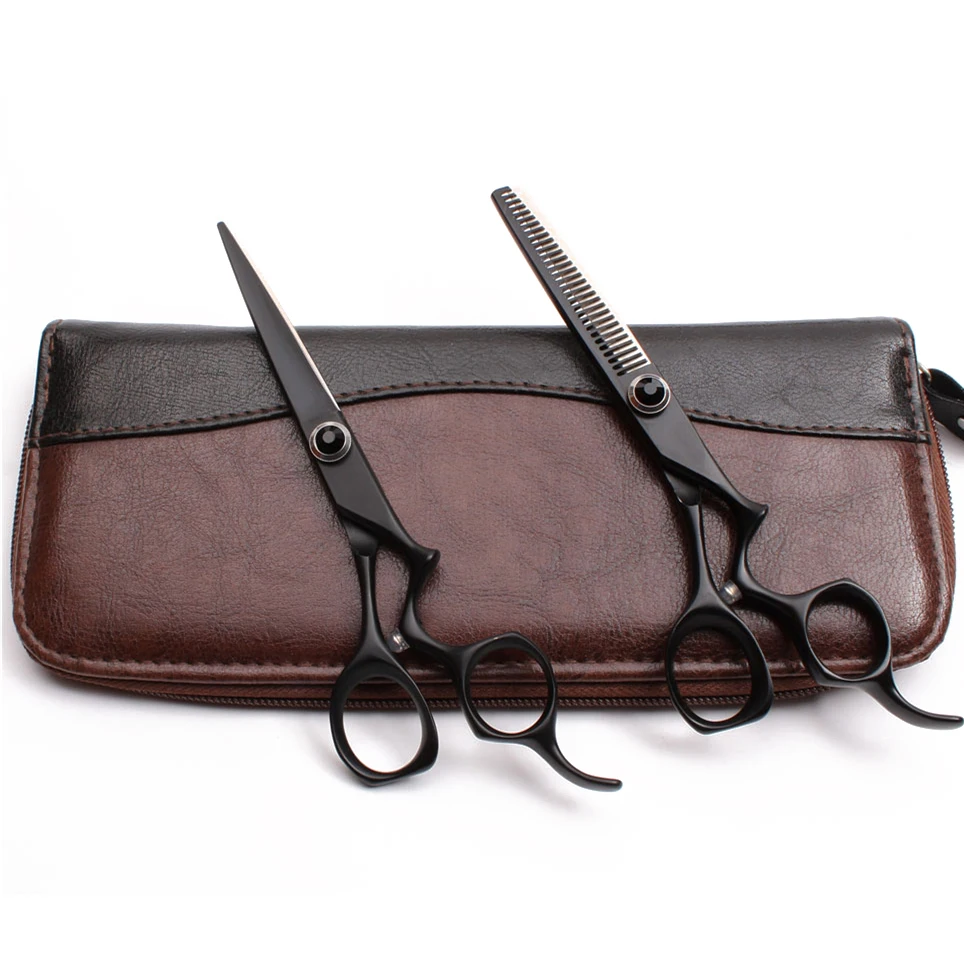 5.5&quot 440C Black Customized Logo Hairdresser's Scissors Straight Shears Thinning Salon Hair Barber C9016 | Красота и здоровье
