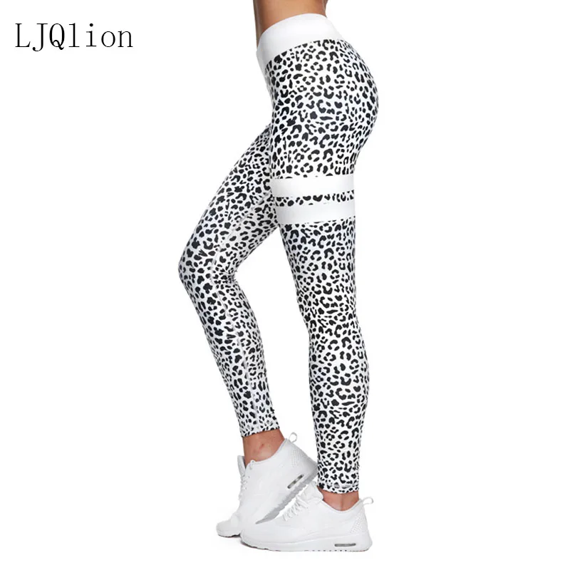 LJQlion фитнес женские спортивные Леггинсы сетчатый принт Высокая талия Femme девушки
