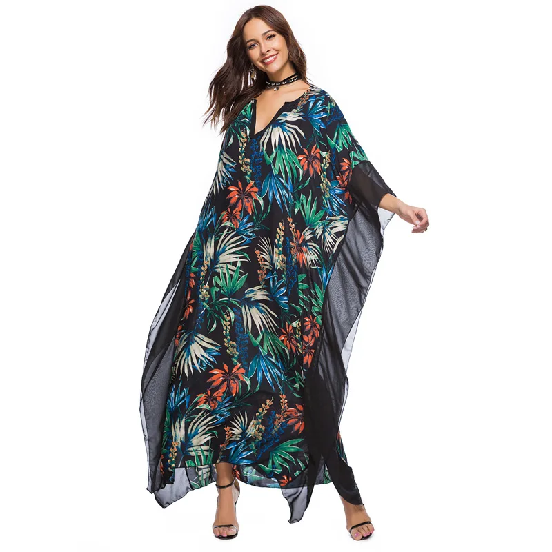 Платье LERFEY женское длинное повседневное Пляжное с рукавом летучая мышь|dress