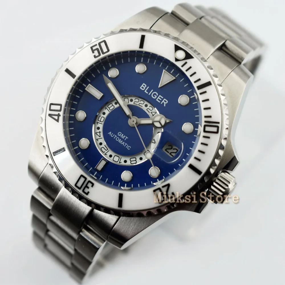 43 мм D'origine blue montre mode pour Top marque automatique multifoncments homme календириор мужские Lumineux|Мужские