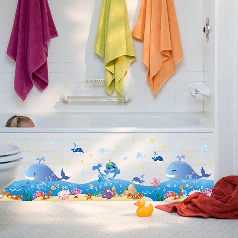 Красочные наклейки на стену морского мира стикеры Мультяшные Подводные Животные