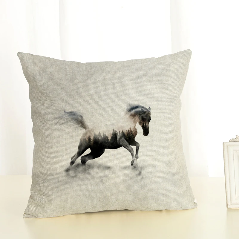 Fashion cushion cover Horse pillow case cojins/almofadas 45Cmx45Cm Square Valentine Day Gift Handmade 3D Throw Pillows | Дом и сад