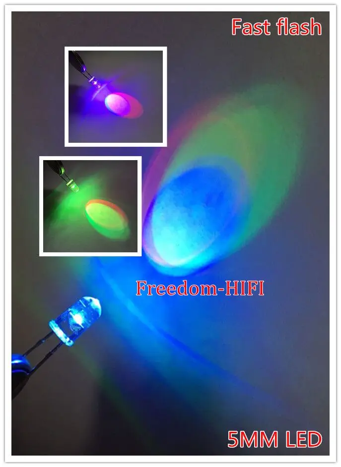 20 шт Прозрачный 5 мм быстрая/медленная RGB Вспышка красный зеленый синий Радужный