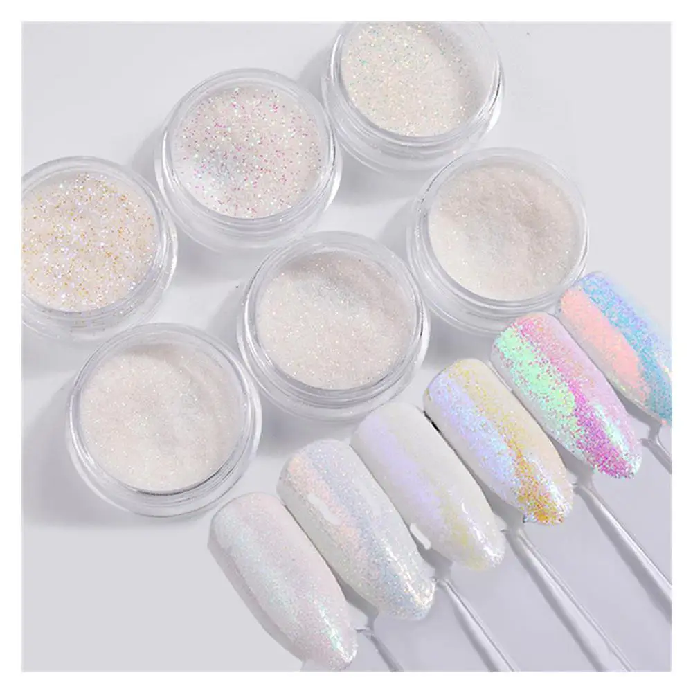 6 шт./партия лак для ногтей порошок Радужный акриловый тренд с эффектом русалки