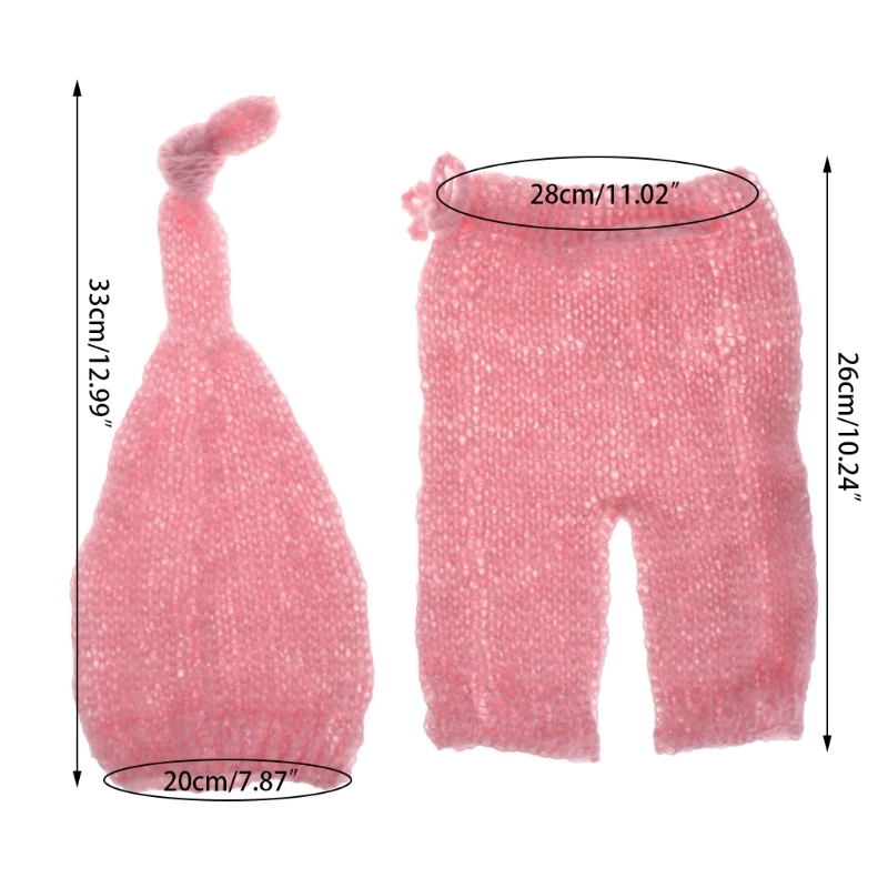 

Mohair Newborn Photography Props Costumes Hat+Pants Set Baby Photo Accessories
