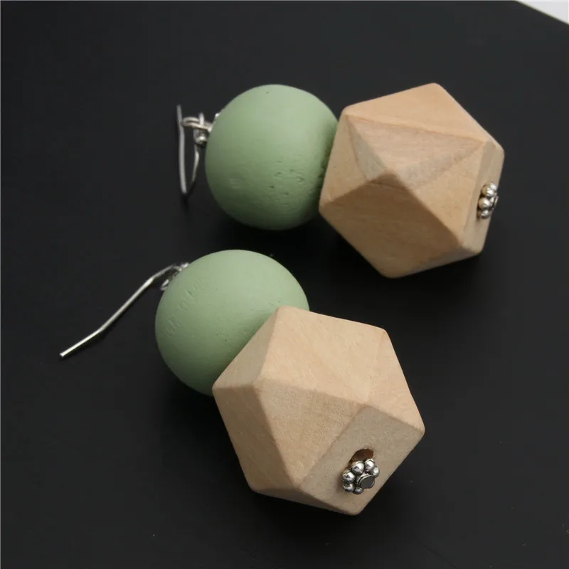 1 пара деревянных ювелирных изделий Прямая поставка женские мятно зеленые