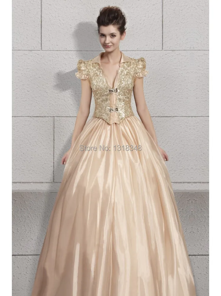 Champagne v neck short cap sleeve ball gown floor length quinceaneras princess dresses lace appliques sweet quinceanera | Свадьбы и