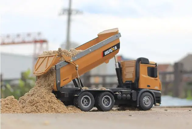 Huina 1573 RTR 2,4 GHz 10 канальный 1:14 пульт дистанционного управления RC грузовик самосвал саморазряжающийся металлический авто демонстрационный светодиодный светильник RC игрушки