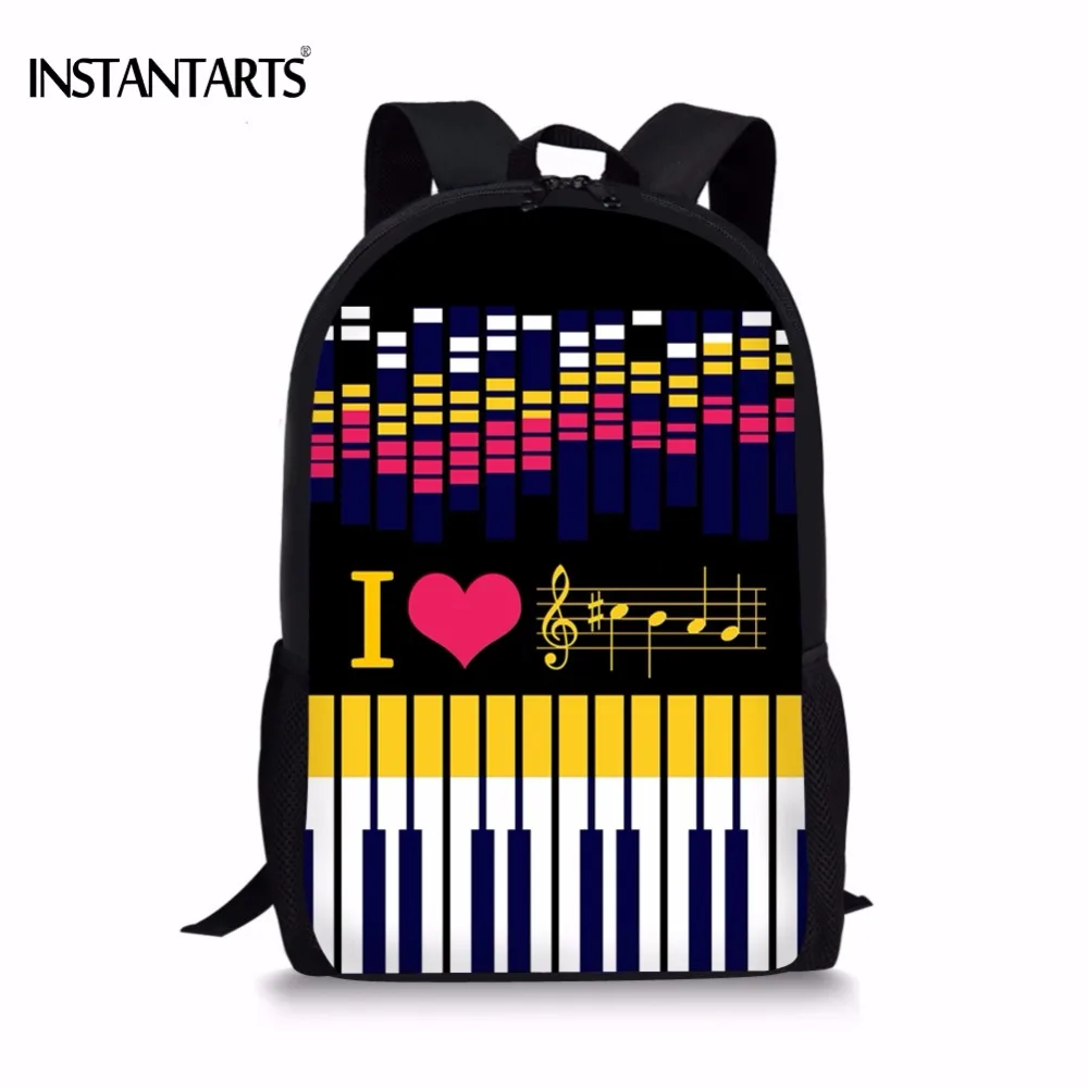 INSTANTARTS I Love Music Note/пианино клавиатура печать рюкзаки для девочек студентов ноутбук рюкзак прекрасный путешествия женщина ранец