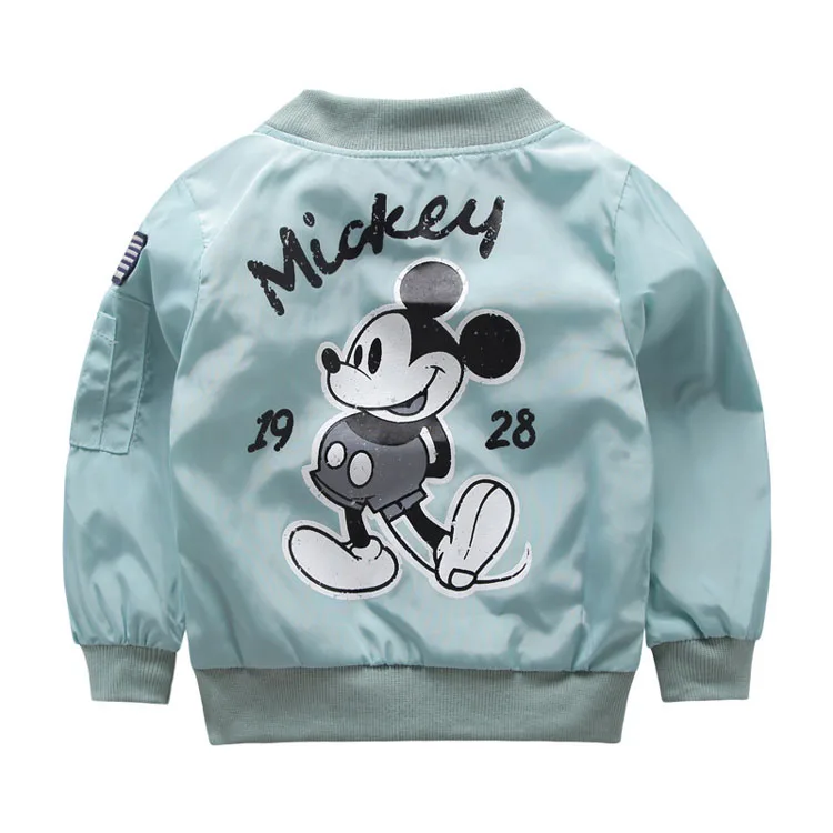 Bomber Green ZJHT/Новые весенние куртки с Микки Маусом для малышей; Одежда для мальчиков и девочек; детские пальто с капюшоном; детская куртка-бомбер; ветровка; детская верхняя одежда; MY051 - Цвет: Bomber Green
