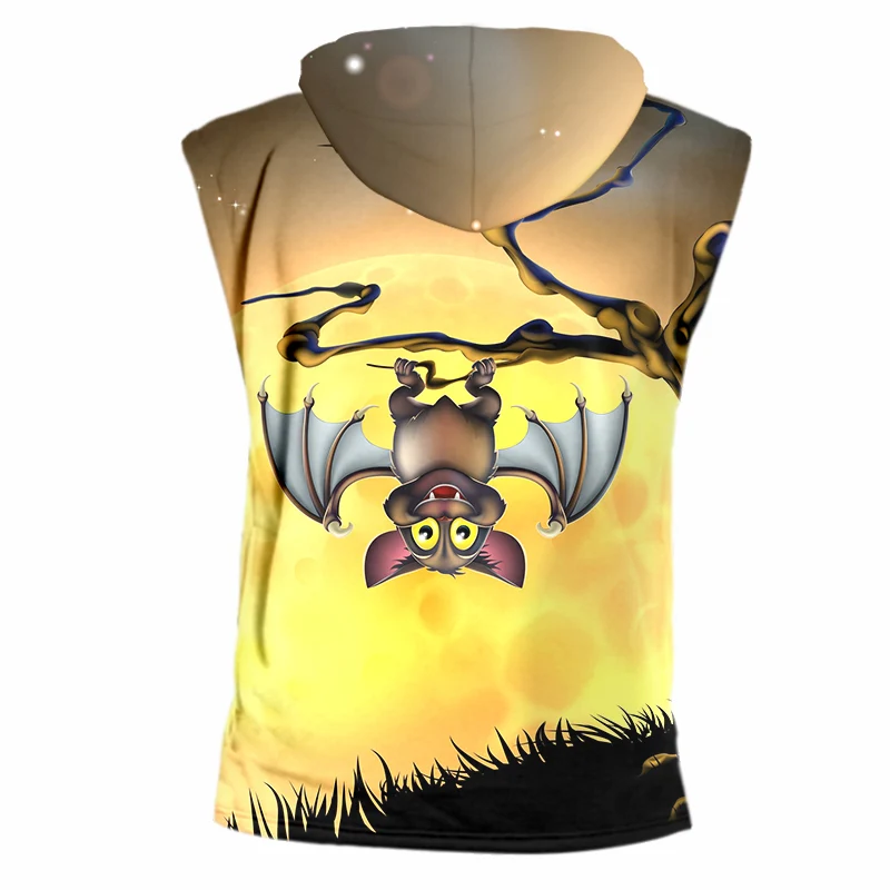 OGKB летний крутой жилет со шляпой принт летучая мышь 3D с капюшоном майка для