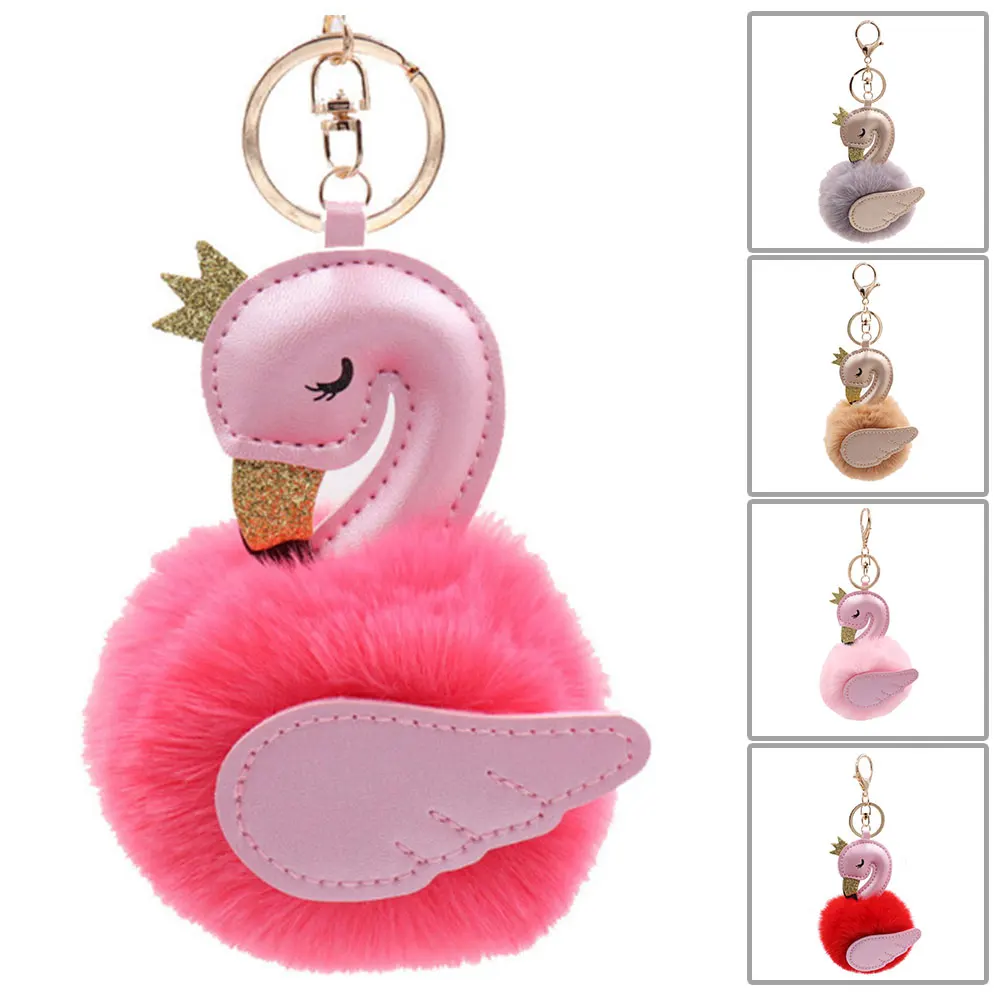 Keychain Pendant Plush Swan Backpack Clothing Bag Ornament Party Hanging Gift Key Buckle Delicate Lovely Ring | Дом и сад