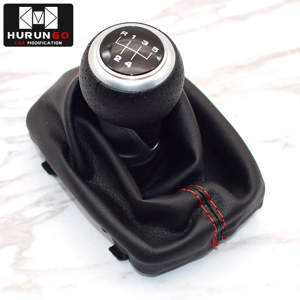 5 Speed-Silver-R5 Матовая хромированная красная ручка переключения передач для Audi skoda seat A4 B6 B7 b8 A6 S4 B8 8K A5 8T Q5 2007 - Название цвета: 5 Speed-Silver-R5