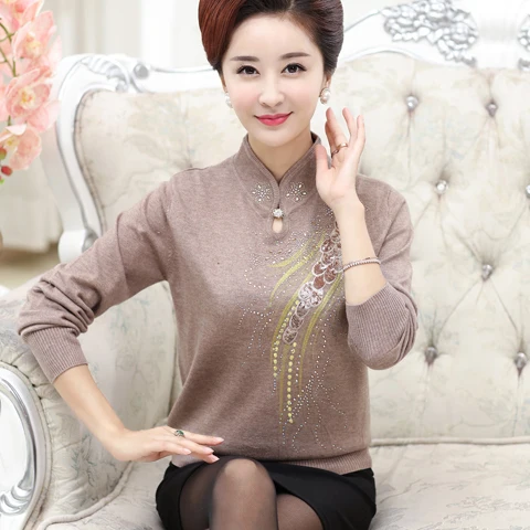Модель 2017 года осенне-зимняя одежда для женщин среднего возраста нижняя рубашка