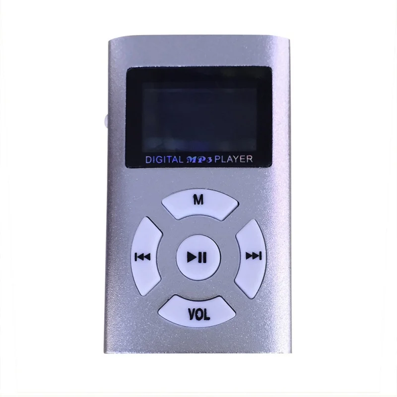 Серебристый Мини ЖК-экран MP3 плеер Поддержка Micro SD TF карта алюминиевый корпус Спорт Walkman - Цвет: Серебристый