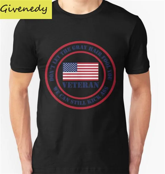 Бесплатная доставка ВЕТЕРАН дизайн печати майка 2016 Новый Лето повседневная