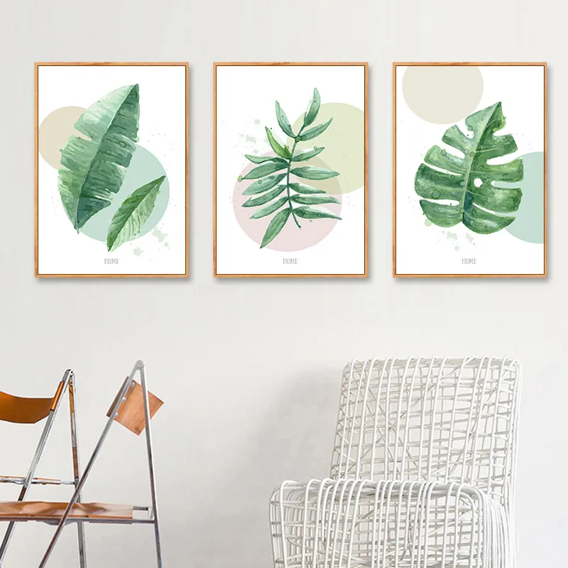 Nordic Green Leaves Canvas Painting Modern Plant Leaf Art Posters and Prints Wall Pictures for Living Room Home Decoration | Дом и сад