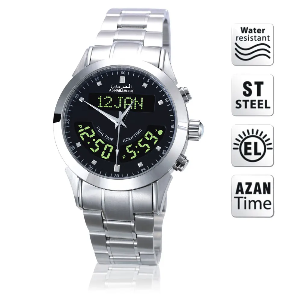 Мусульманские наручные часы исламские Azan автоматические из нержавеющей стали