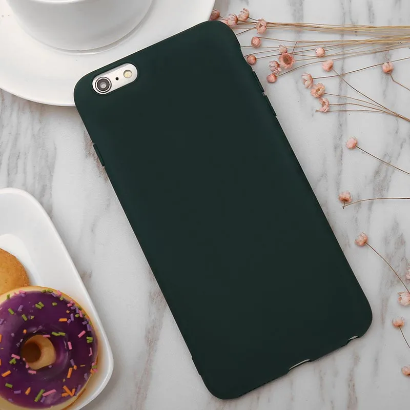 Fashion Dark Green Case For iPhone X XR XS Max 5 5S SE 6 6S 7 8 Plus 11 2019 5.8InSoft TPU Silicone Ultra-thin Simple Back Cover |