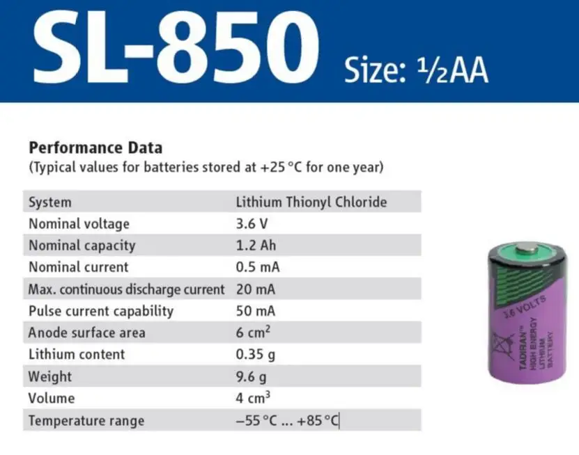 Jiaxinda sl-850 sl850 sl-850-pt2 3.6 В 1/2AA 1200 мАч литиевая батарея литий-ионная батарея ноги сварки стопы PT2