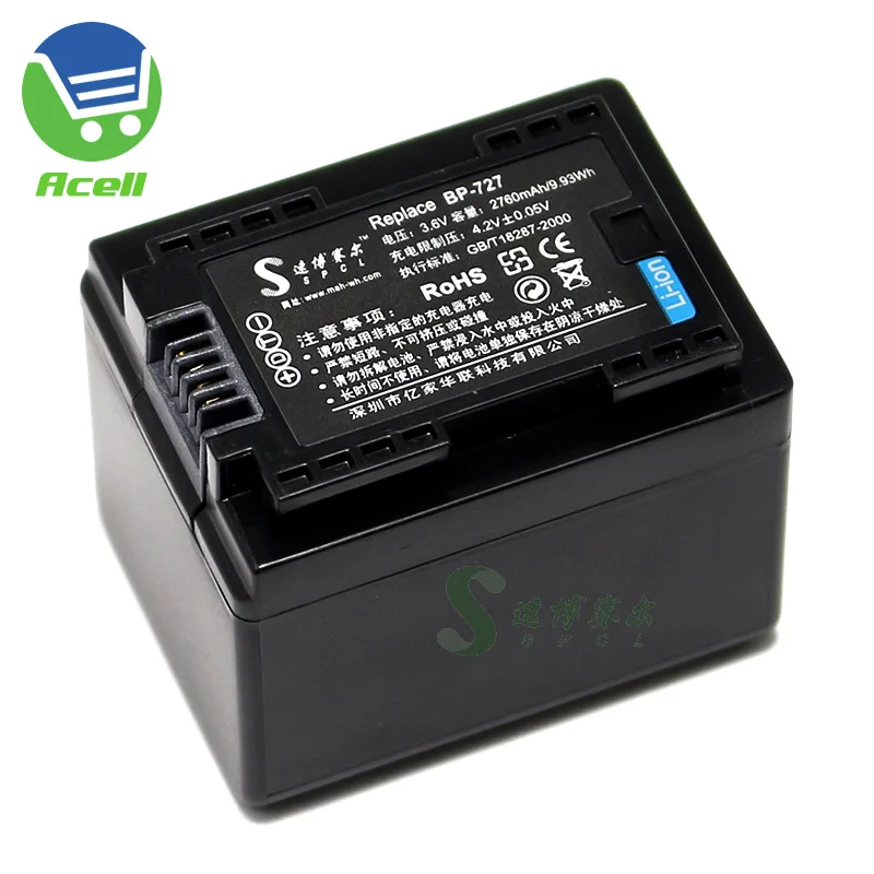 BP-727 Батарея для Canon LEGRIA HF R86 R806 R76 R706 R66 R47 R48 R406 R36 R38 R506 M52 M60 видеокамера совместимый BP-709 BP-718 - Цвет: 1Battery