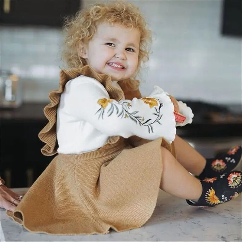 Платье-пачка на бретельках для маленьких девочек коричневое милое платье с