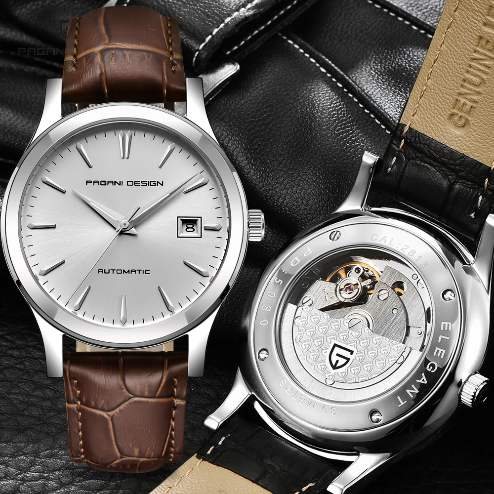 

2019 New Men's Classic Automatic Mechanical Watch Business Waterproof Clock Luxury Top Brand Leather Sports Watch Free Gift Box