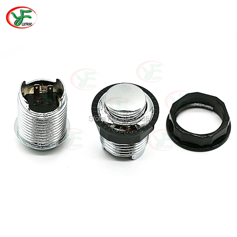 100 шт. хромированная кнопка 24 мм Aracade Start с микропереключателем черная гайка DIY Jamma