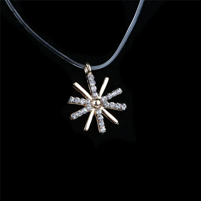 Elegant Floating Illusion Silver Clavicle Zircon Pendant Necklace Invisible Line | Украшения и аксессуары