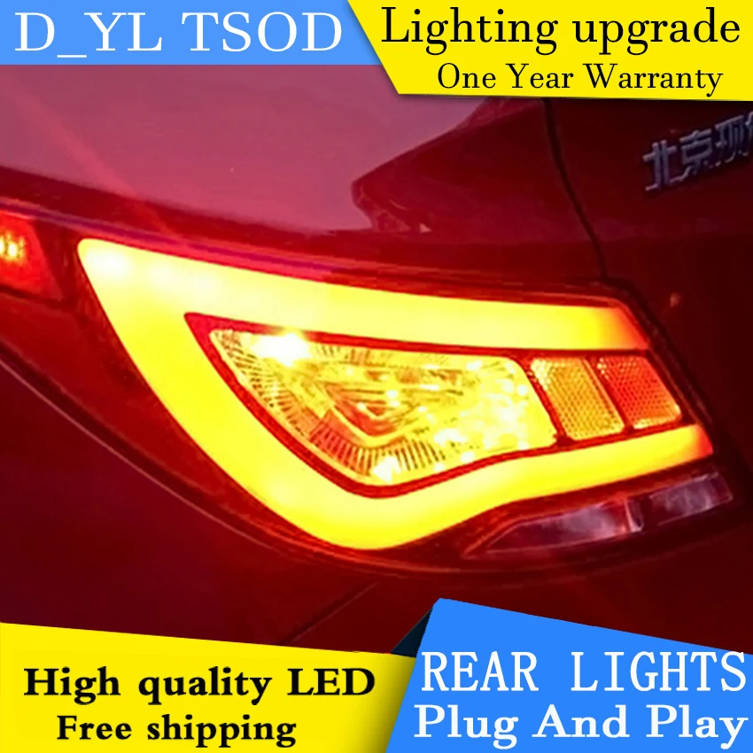 

D_YL автомобильный Стайлинг для Hyundai Accent светодиодный задсветильник s 2011-2013 Solaris задний фонарь Verna задний фонарь DRL + тормоз + Парк + сигнал свети...