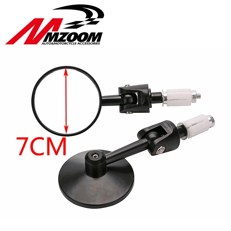 Motorcycle CNC Aluminum Universal Rear Rearview Side View 3&quot Handle Bar End 7/8&quot Mirrors Round Black NEW|mirror bar end|motorcycle mirror