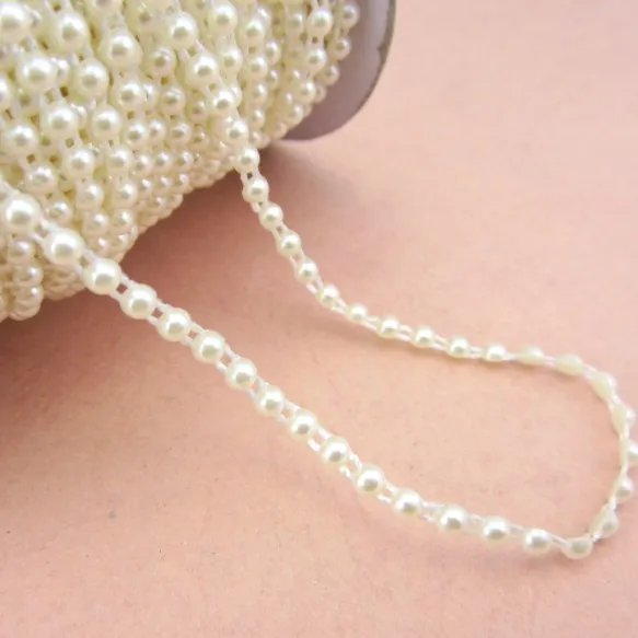 

Free Shipping 5Meters 6mm Craft ABS Half Round Flatback Imitation Pearl Beads Chain For DIY Decoration