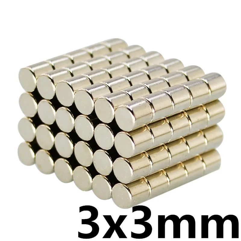 100pcs Neodymium magnet 3x3 mm Rare Earth small Strong Round permanent 3*3mm fridge Electromagnet NdFeB nickle magnetic DISC |