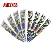 50100pcs archery 4 inch turkey feathers shield shape peacock pattern natural feather bow and arrow hunting shooting accessories