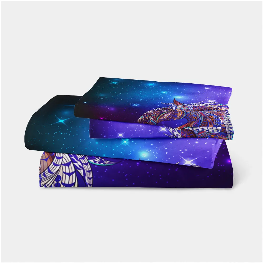 

3D Horse Bedding Set Purple Galaxy Print Duvet Cover Set Animal Design Bedding Cover King Queen Pillowcase Home Decor D35