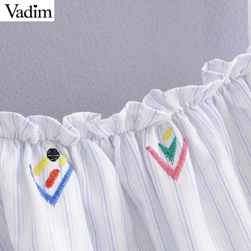 Вадим женщины сладкий вышивка печати платье миди с оборками backess С НАБОРНЫМИ